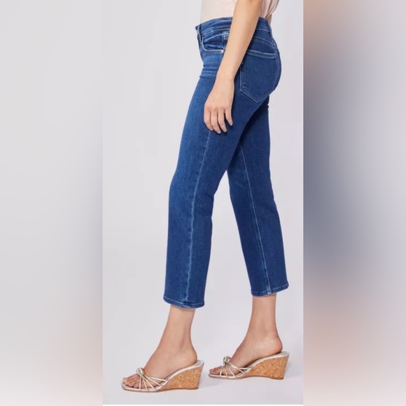PAIGE Sloane Crop Women's Stretch Blue Denim Low Rise Jeans Size 30 L 34 - Picture 3 of 14